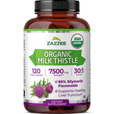Zazzee frontal del envase mostrando certificaciones y beneficio de pureza