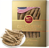 Zen Ginseng raíz entera frente del paquete mostrando 4 oz y origen Wisconsin para confianza