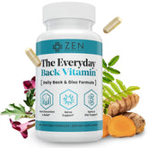 Zen Nutrients frente del envase mostrando diseño y beneficio de apoyo lumbar