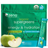 Zena Nutrition frente del paquete mostrando sobres y beneficios orgánicos