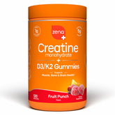 Zena Nutrition envase frontal de gominolas creatina, formato conveniente para llevar