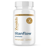Zenith Labs TitanFlow frasco frontal mostrando diseño y beneficios visibles