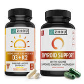 ZHOU frasco D3+K2 frontal mostrando presentación y beneficio de absorción ósea