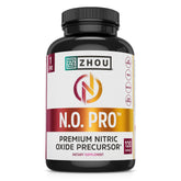 ZHOU N.O. Pro frasco frontal mostrando la marca y beneficios para la circulación