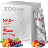 Zoone frasco y caja frontal mostrando el nombre y beneficio de energía