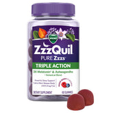ZzzQuil frente del empaque mostrando 60 gominolas, claridad de uso