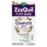 ZzzQuil frasco frontal mostrando la marca y beneficio para el sueño