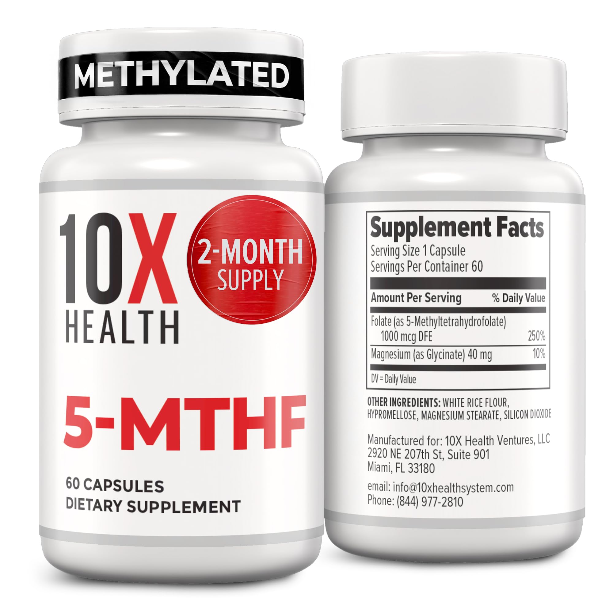 10X Health frasco frontal mostrando diseño y cantidad de cápsulas, confianza de marca