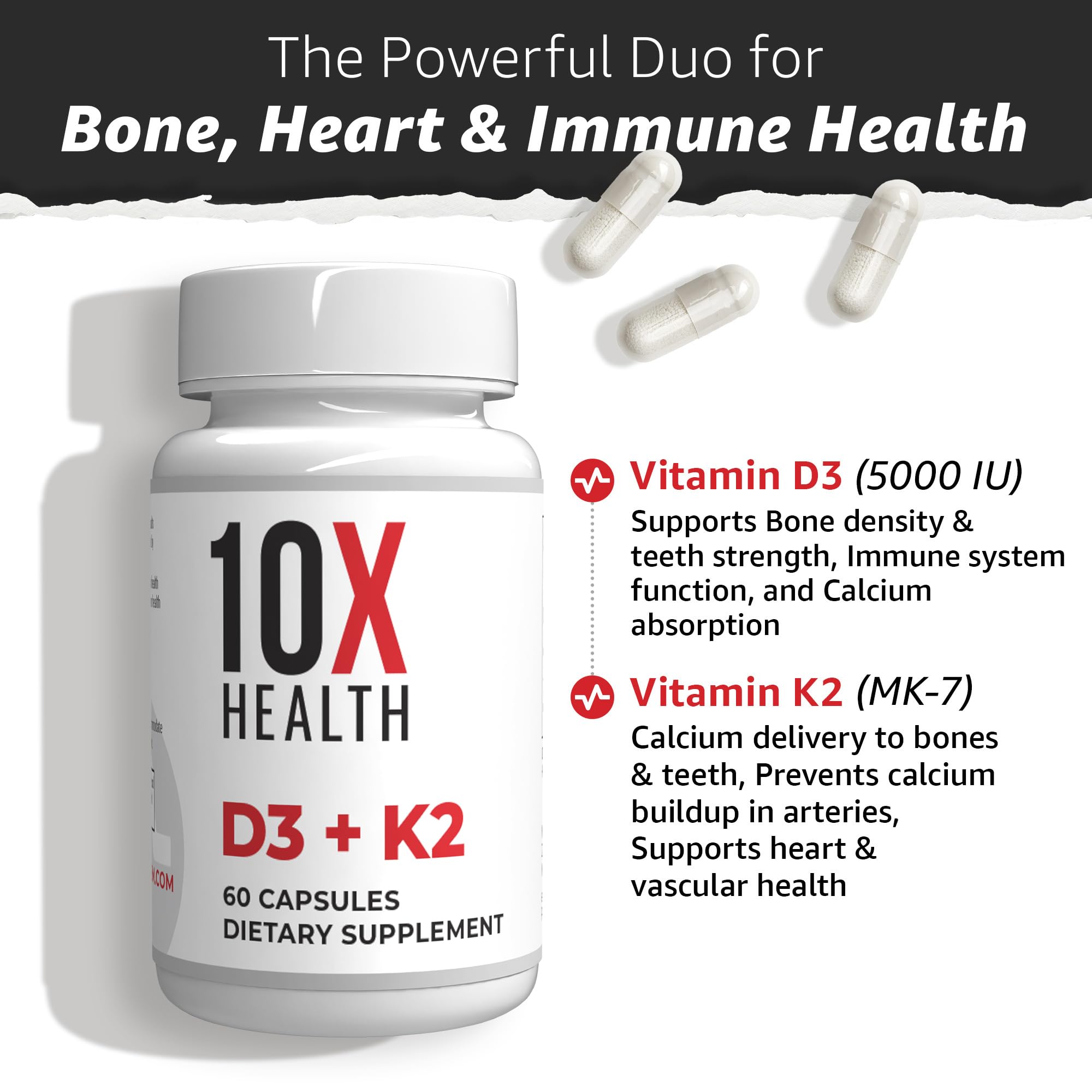 10X Health etiqueta con información de ingredientes, beneficio transparencia y confianza