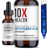 10X Health frasco frente mostrando etiqueta clara y uso fácil