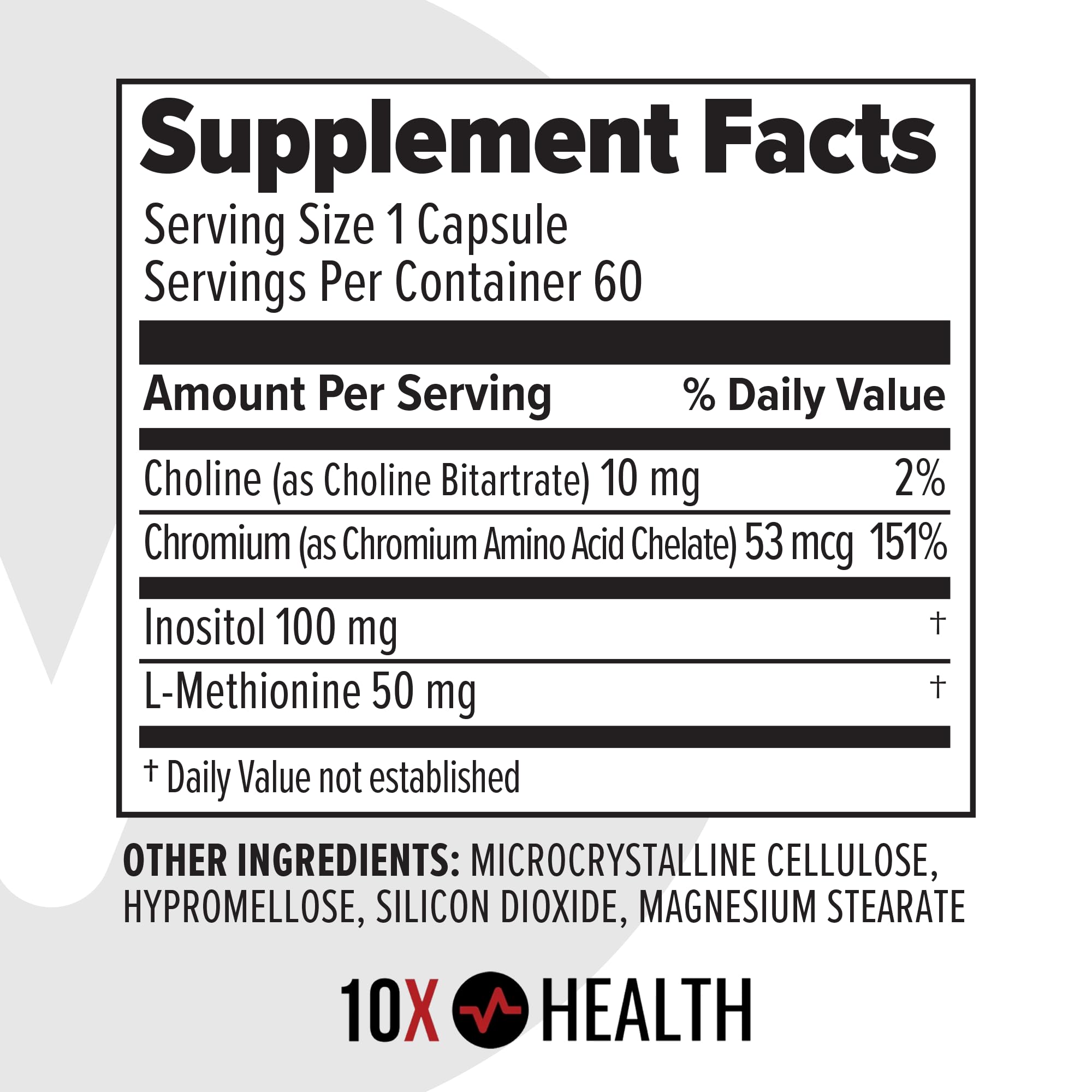 Botella de 10X Health sobre mesa junto a frutas y rutina diaria saludable