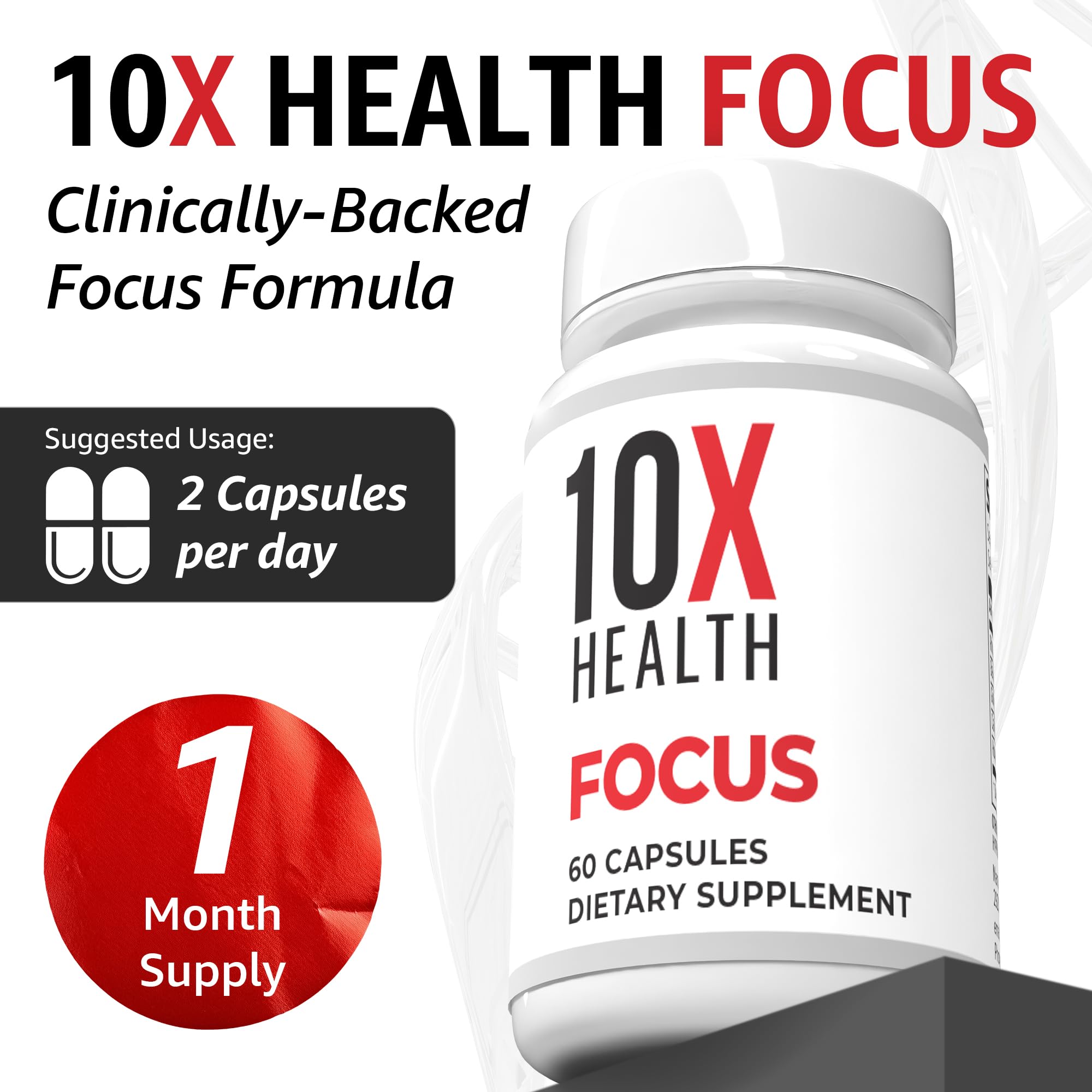 10X Health System cápsula junto a taza en escritorio para energía matutina