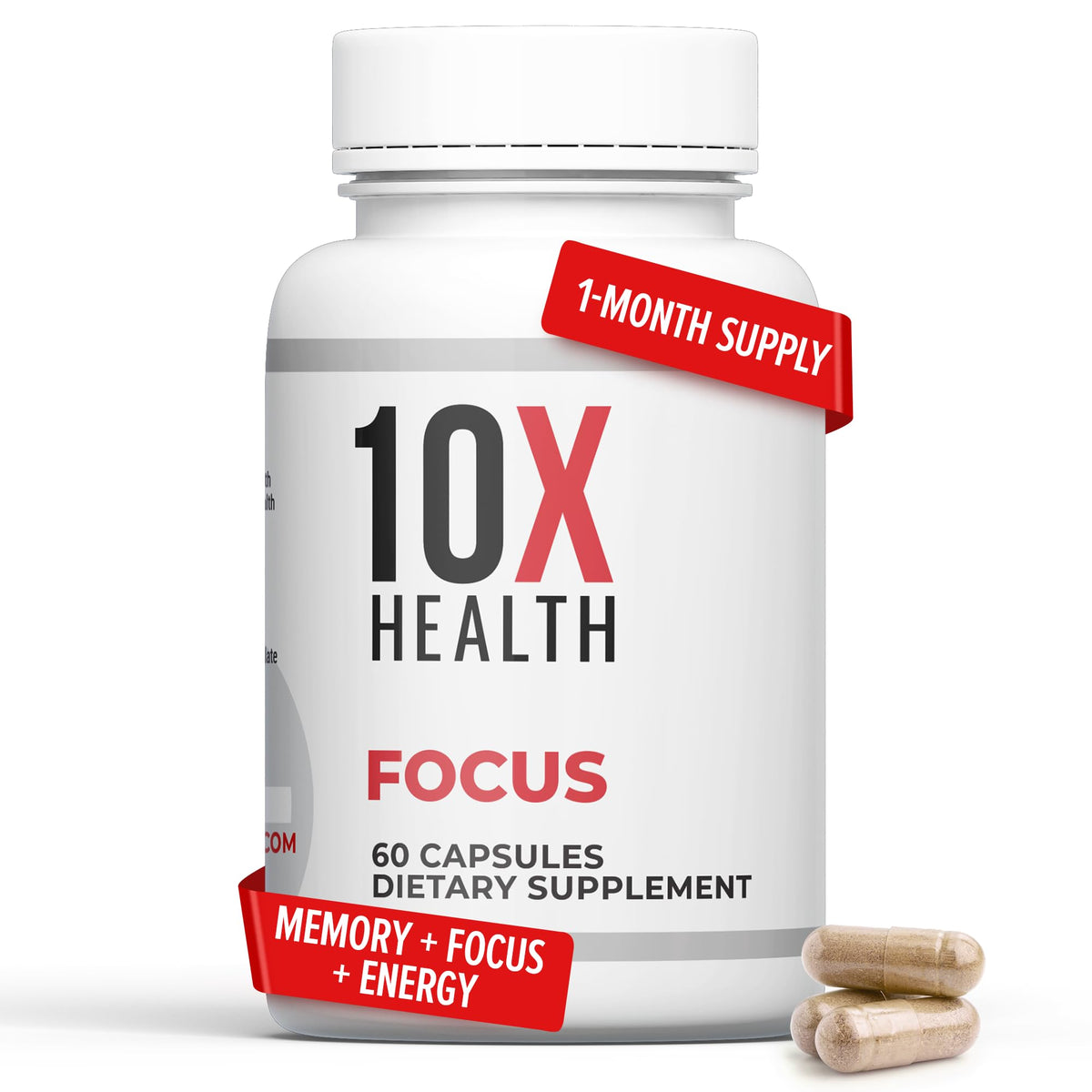 10X Health System frasco frontal mostrando diseño y beneficios del producto