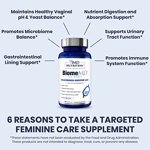 1MD Nutrition mujer tomando una cápsula, conveniencia diaria