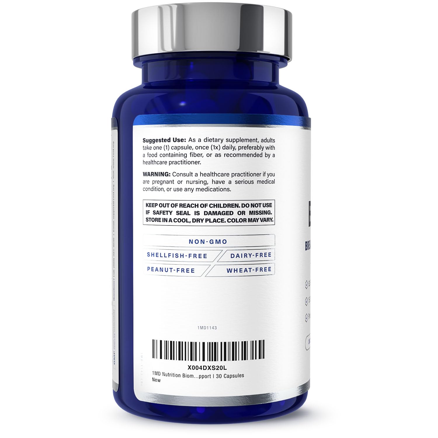 1MD Nutrition cápsula junto a vaso de agua mostrando modo de uso