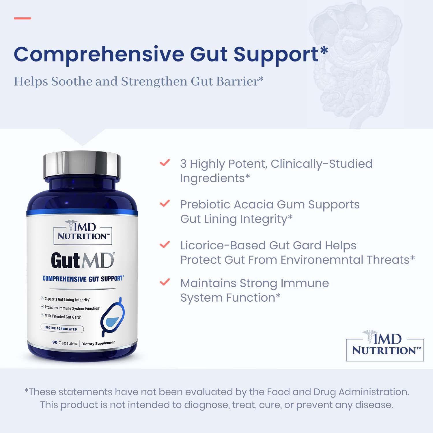 1MD Nutrition polvo de L‑glutamina textura clara para mezcla