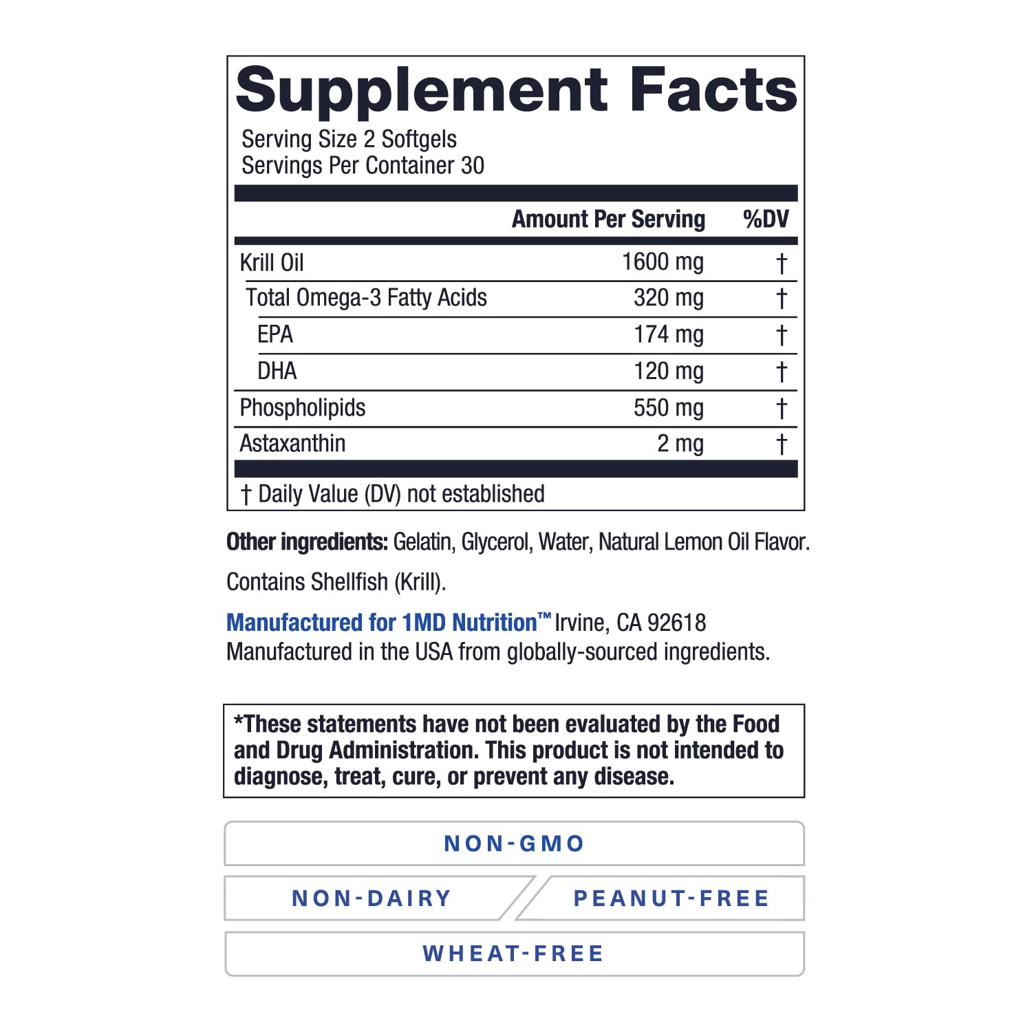 1MD Nutrition etiqueta nutricional enfocada para ver ingredientes clave