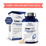1MD Nutrition botella abierta con cápsulas visible para control de dosis