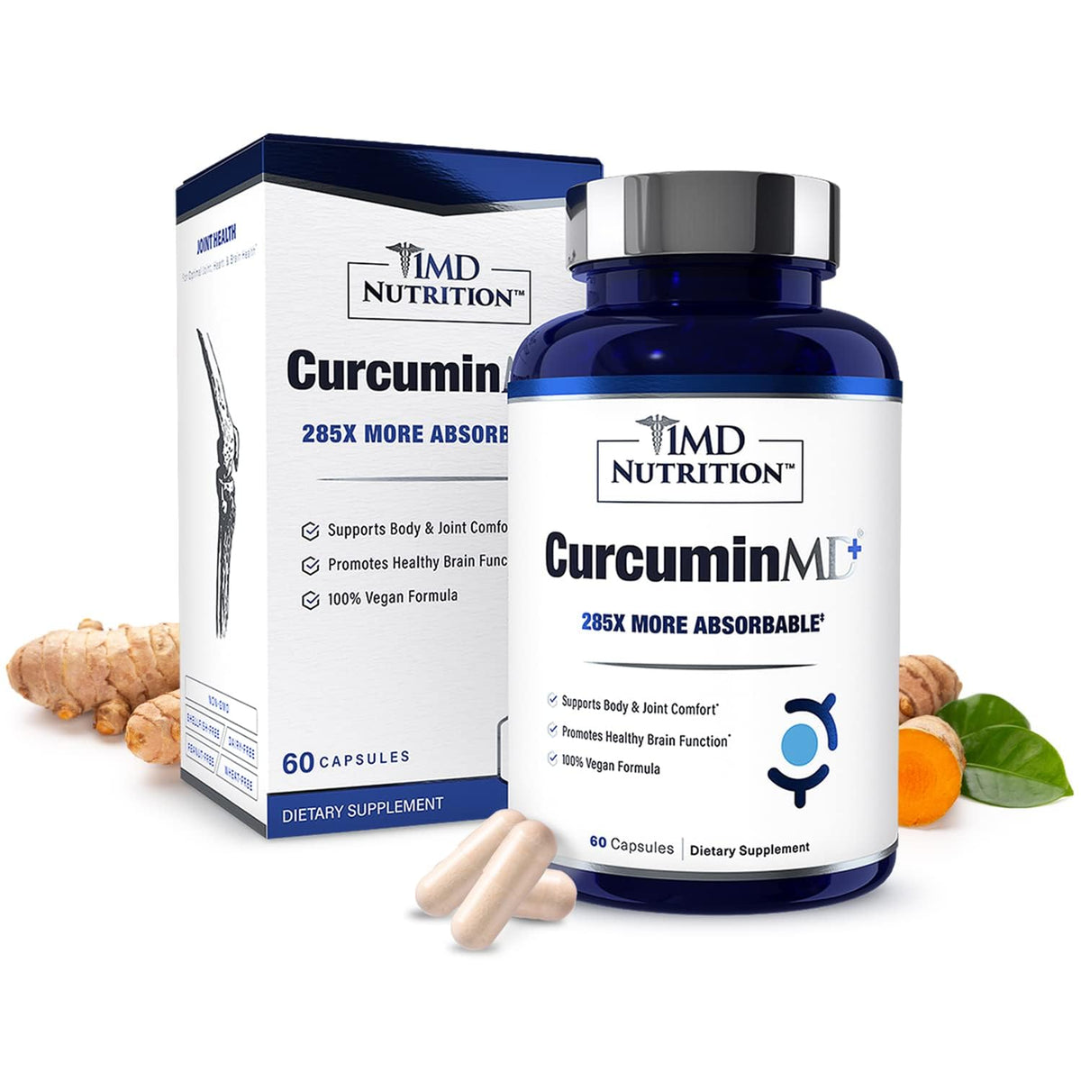 1MD Nutrition envase frontal mostrando cápsulas y beneficios de absorción