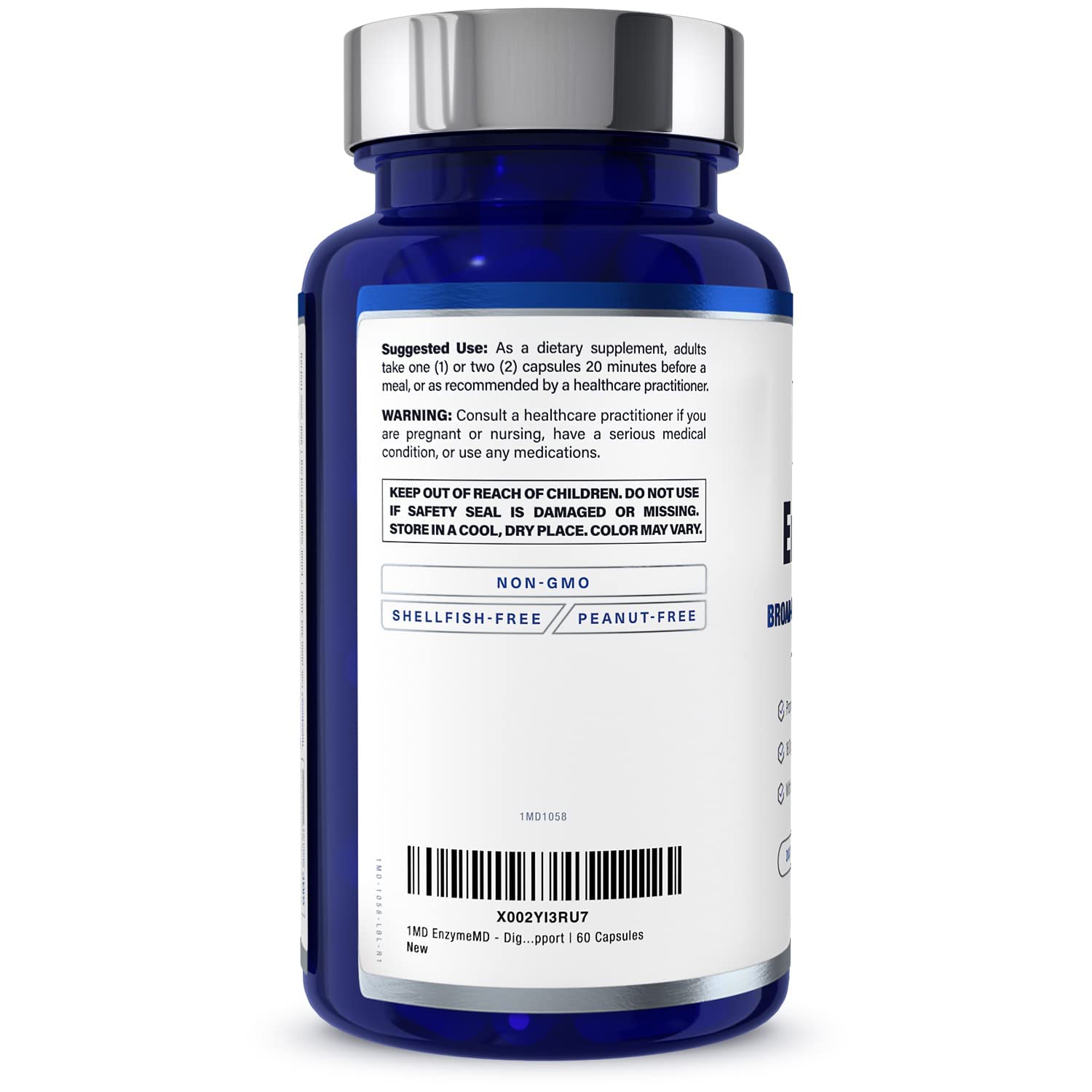 1MD Nutrition producto en mesa con alimentos para estilo de vida digestivo