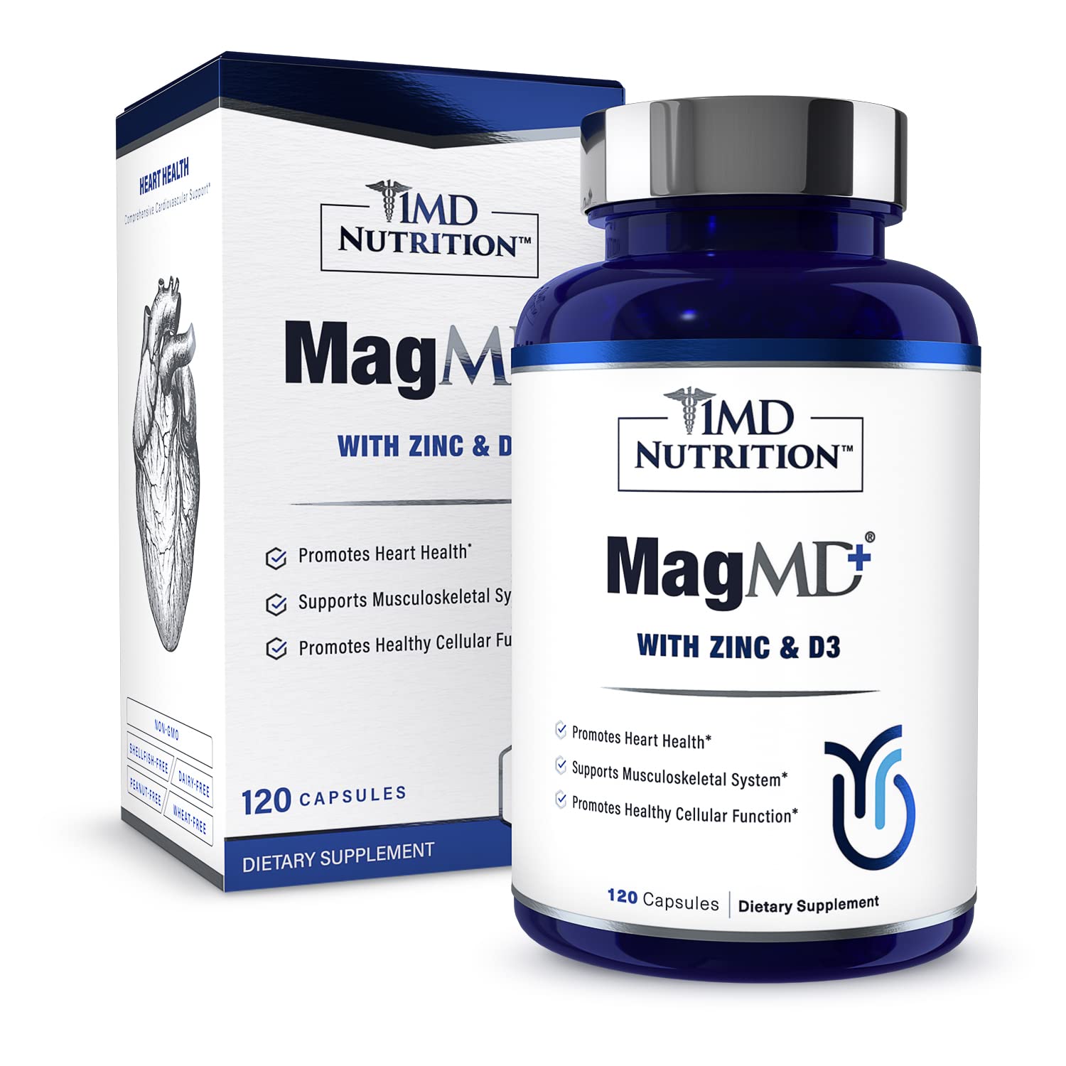 1MD Nutrition envase frontal mostrando MagMD Plus y conveniencia