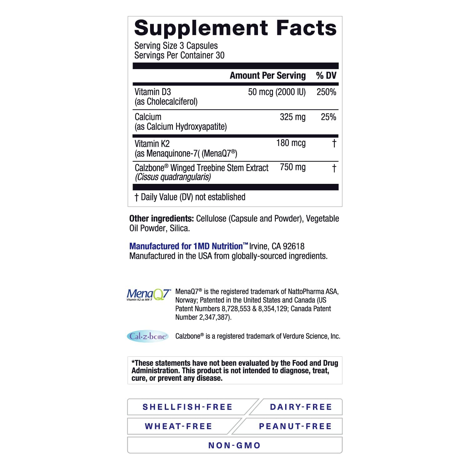 1MD Nutrition OsteoMD textura de la cápsula resaltando calidad y recubrimiento suave