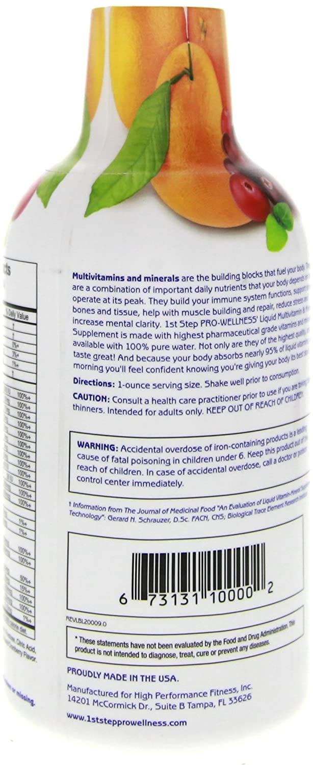 1st Step for Energy etiqueta nutricional legible con lista de vitaminas y minerales esenciales