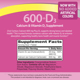 21st Century detalle de la etiqueta nutricional con calcio y vitamina D3 claros