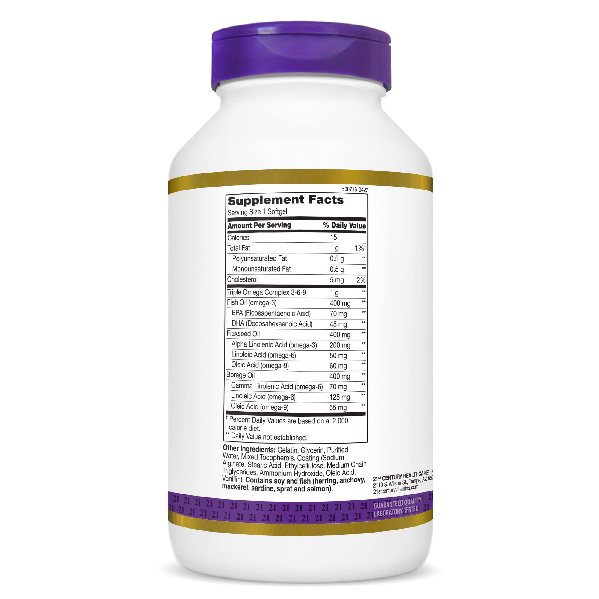 21st Century etiqueta con datos nutricionales y lista de ingredientes clara