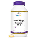 21st Century envase frontal Triple Omega mostrando cantidad y sello de calidad