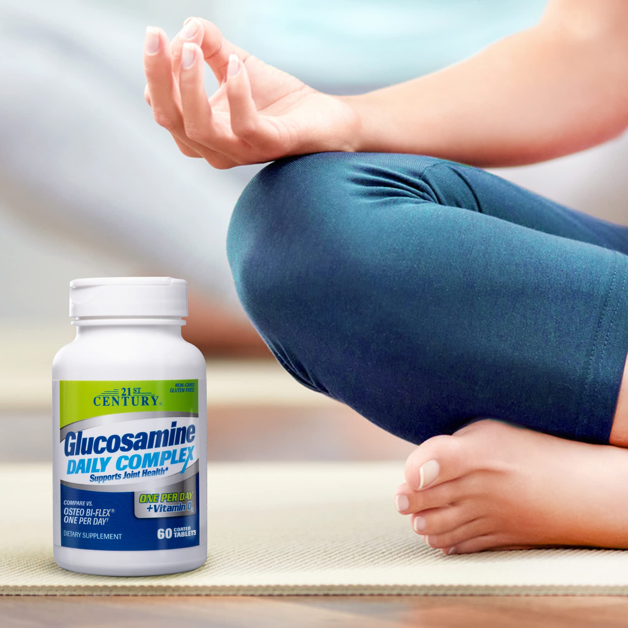 Etiqueta 21st Century enfocada en glucosamina y vitamina D3, ayuda a entender ingredientes