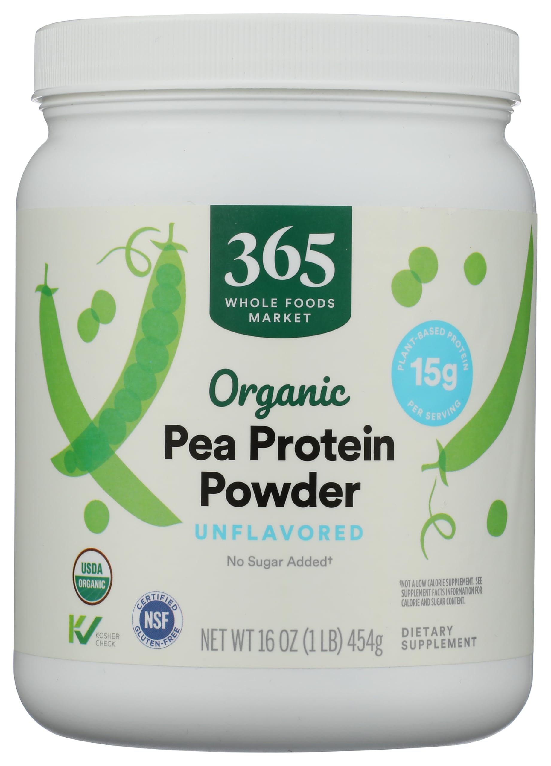 365 by Whole Foods Market empaque frontal de proteína de guisante orgánica, confianza en ingredientes