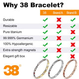 Comparación de tamaño de la pulsera 38 junto a una regla que muestra medidas