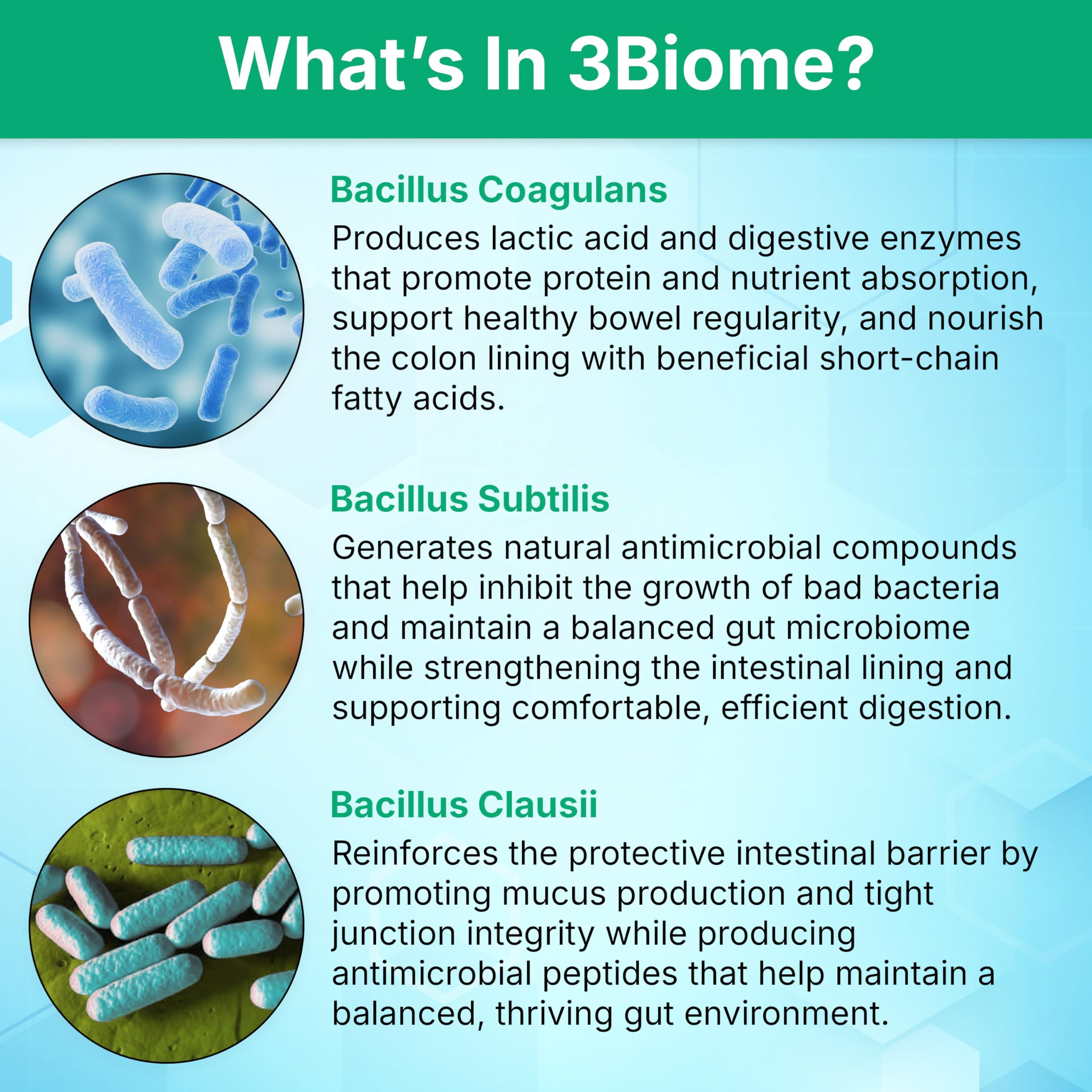 Etiqueta 3Biome con lista de cepas y certificados visibles para transparencia