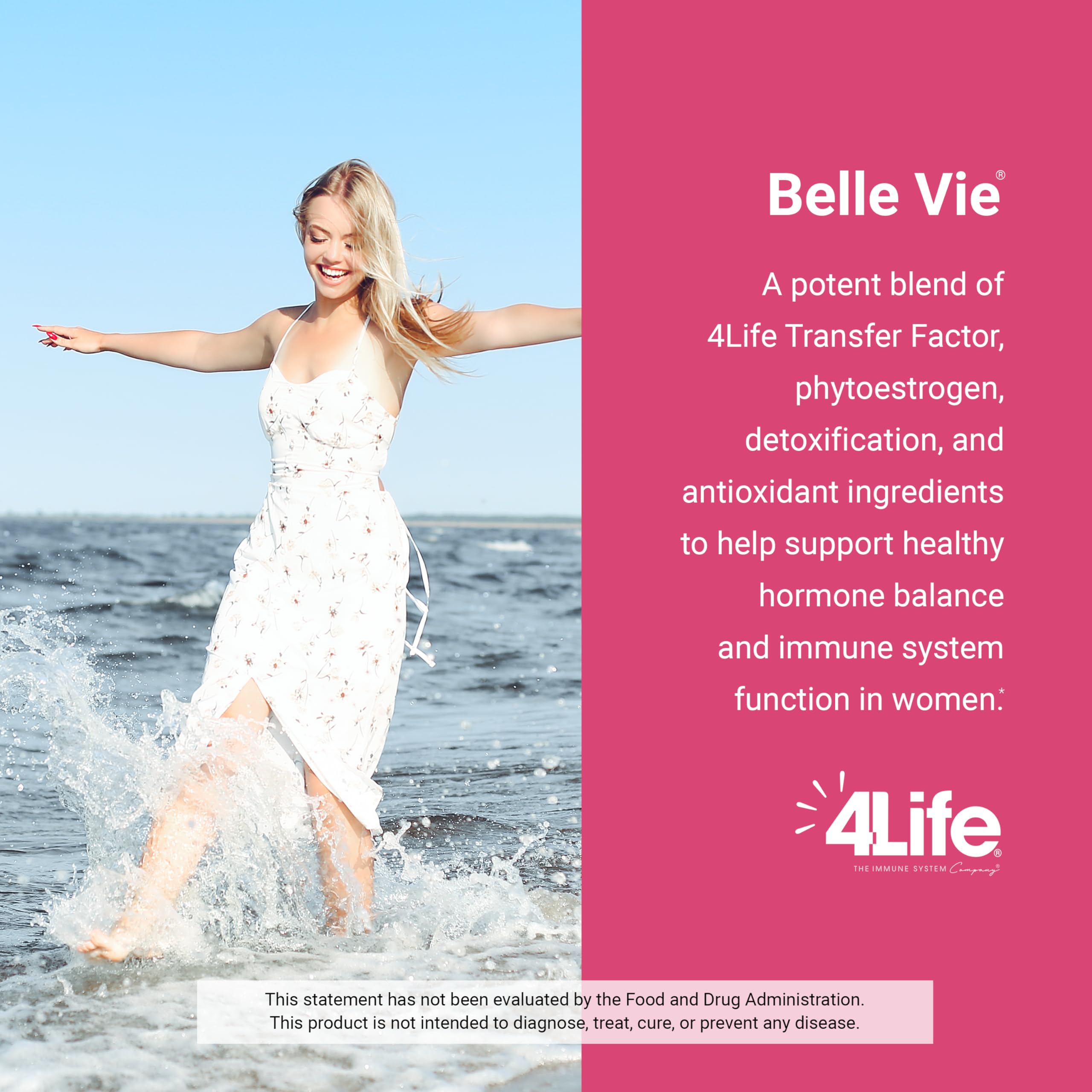 4Life Belle Vie cápsula junto a una moneda para comparar tamaño y dosificación