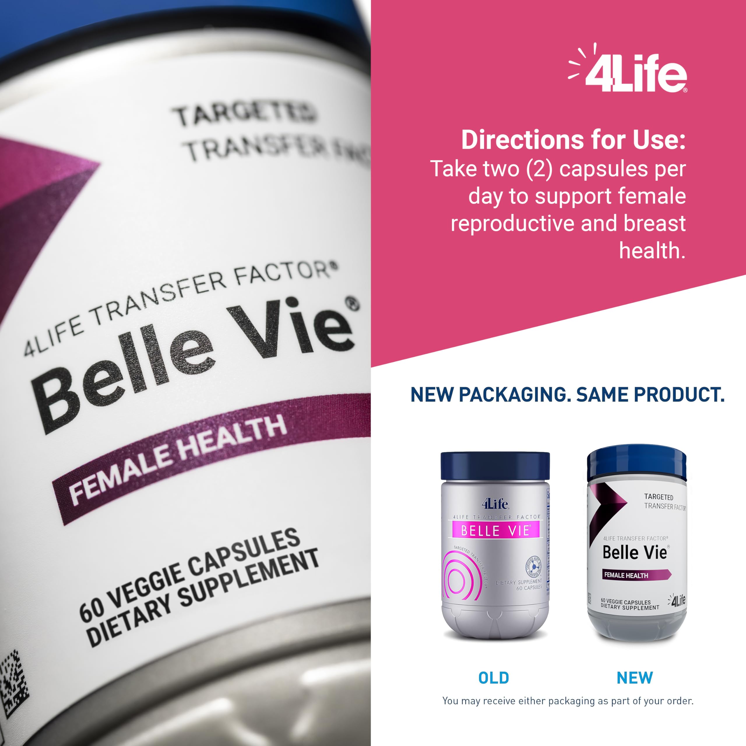 4Life Belle Vie persona tomando una cápsula, apoyo al equilibrio hormonal