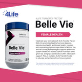 4Life Belle Vie ingredientes naturales como kudzu, lino y trébol rojo visibles