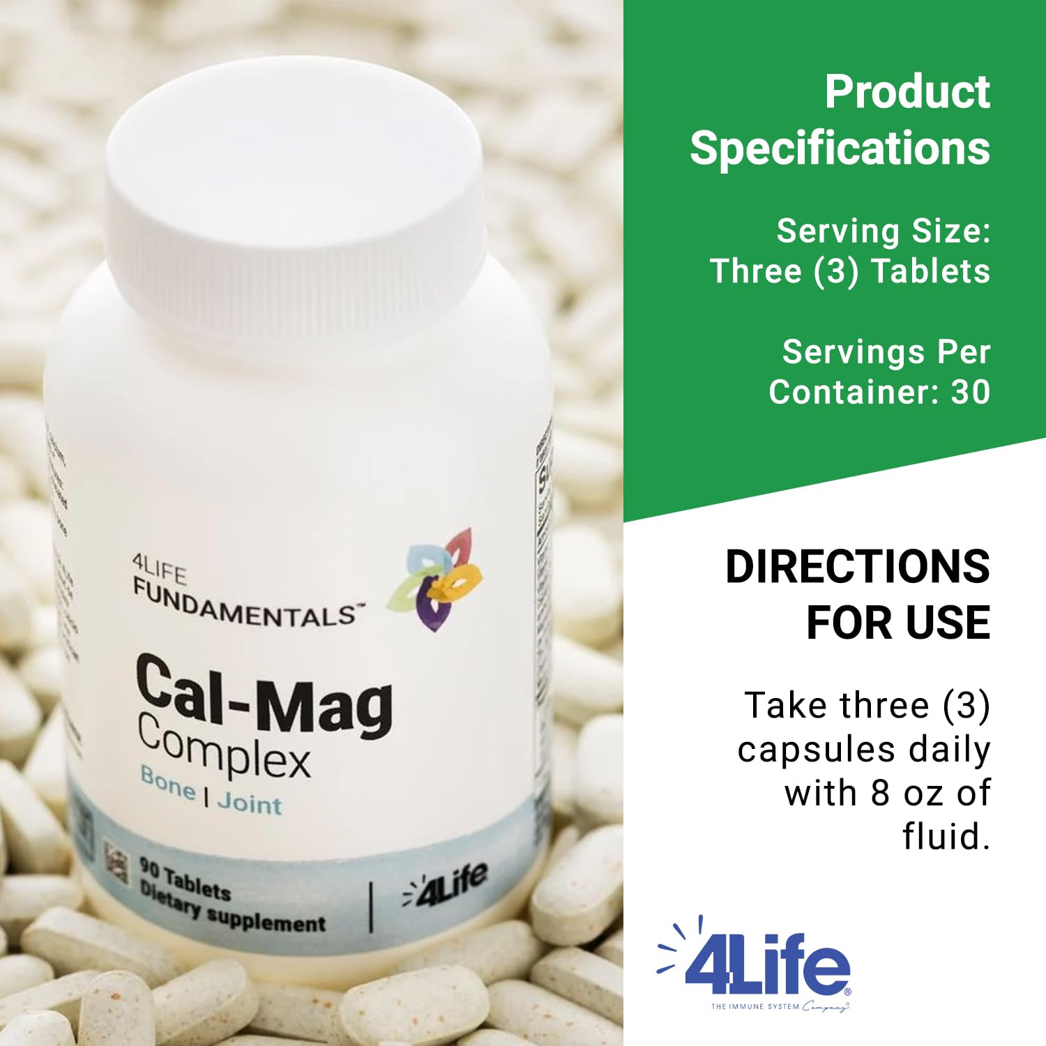 Etiqueta 4Life con información nutricional y lista de ingredientes clave