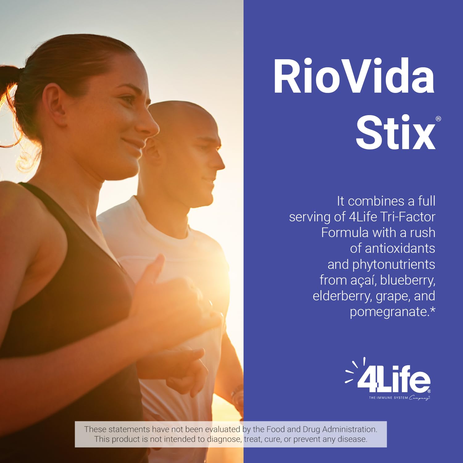 4Life sobre RioVida Stix en mano destacando portabilidad y uso en movimiento