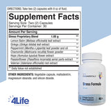 Cápsulas vegetales 4Life Stress Formula primer plano que muestra textura y facilidad de toma