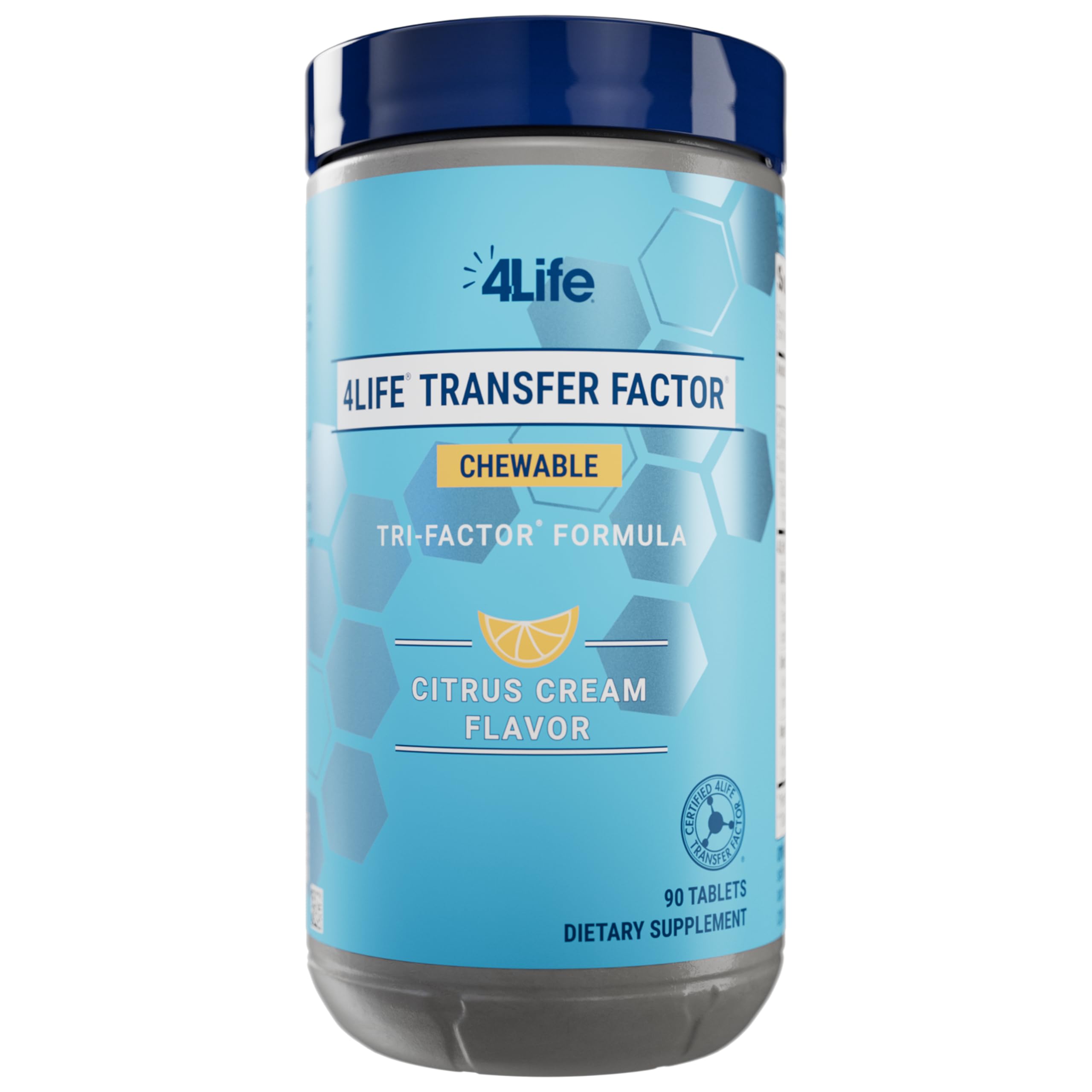 4Life frasco frontal mostrando diseño y cantidad de tabletas, facilita identificación rápida