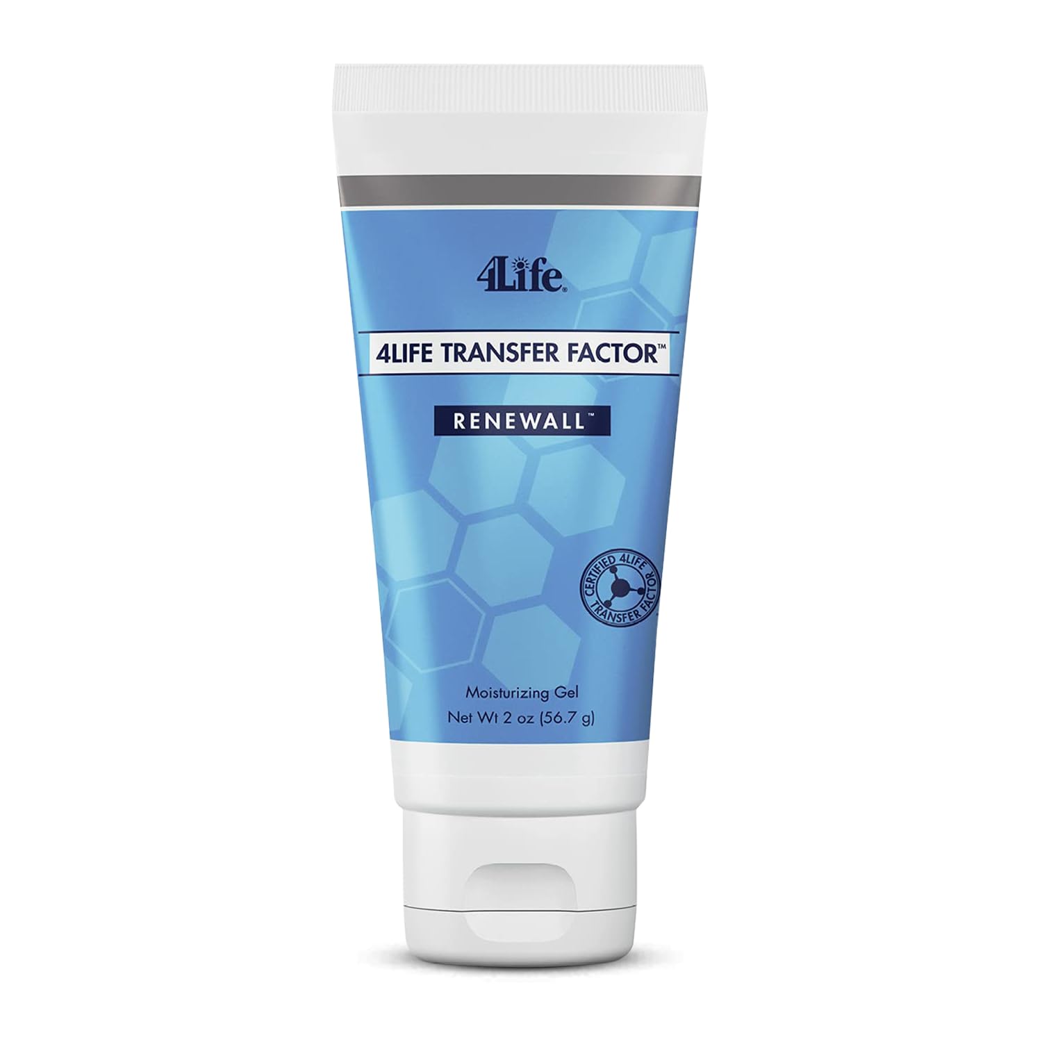 4Life frasco frontal del gel RenewAll mostrando etiqueta clara y tamaño 2 oz