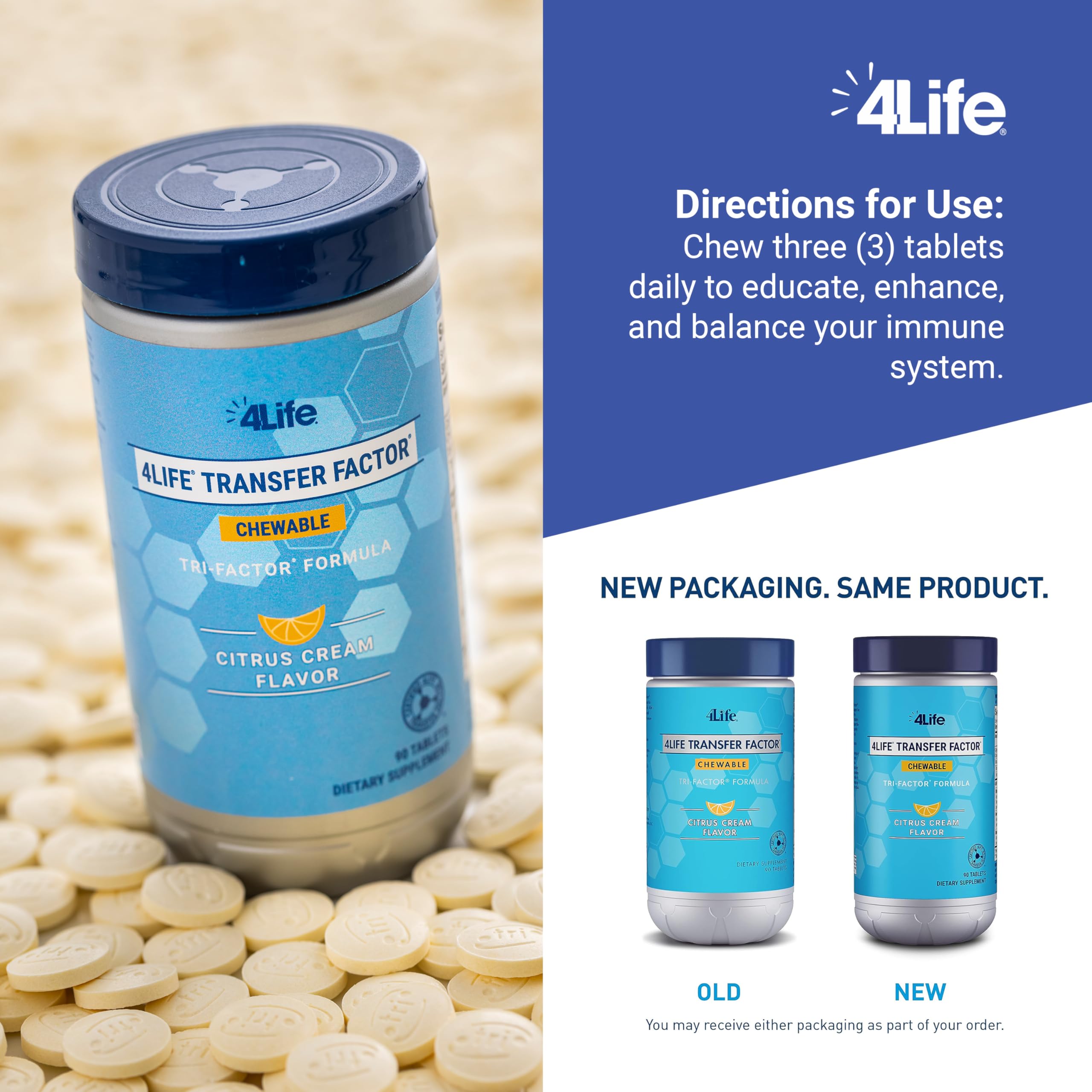 4Life tableta en mano para comparar tamaño y facilidad de masticar, útil para decidir uso