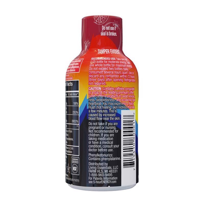 5-hour ENERGY junto a una taza de café compara cafeína similar con menos calorías