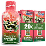 5-hour ENERGY frente del empaque mostrando 20 unidades y portabilidad