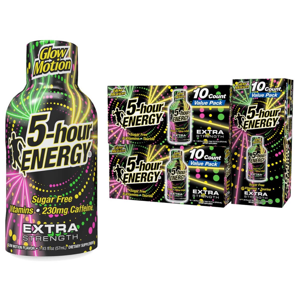 5-hour ENERGY frontal del envase mostrando diseño y portabilidad