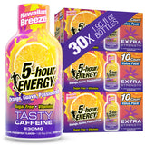 5-hour ENERGY frente del envase mostrando sabor Hawaiian Breeze y conveniencia