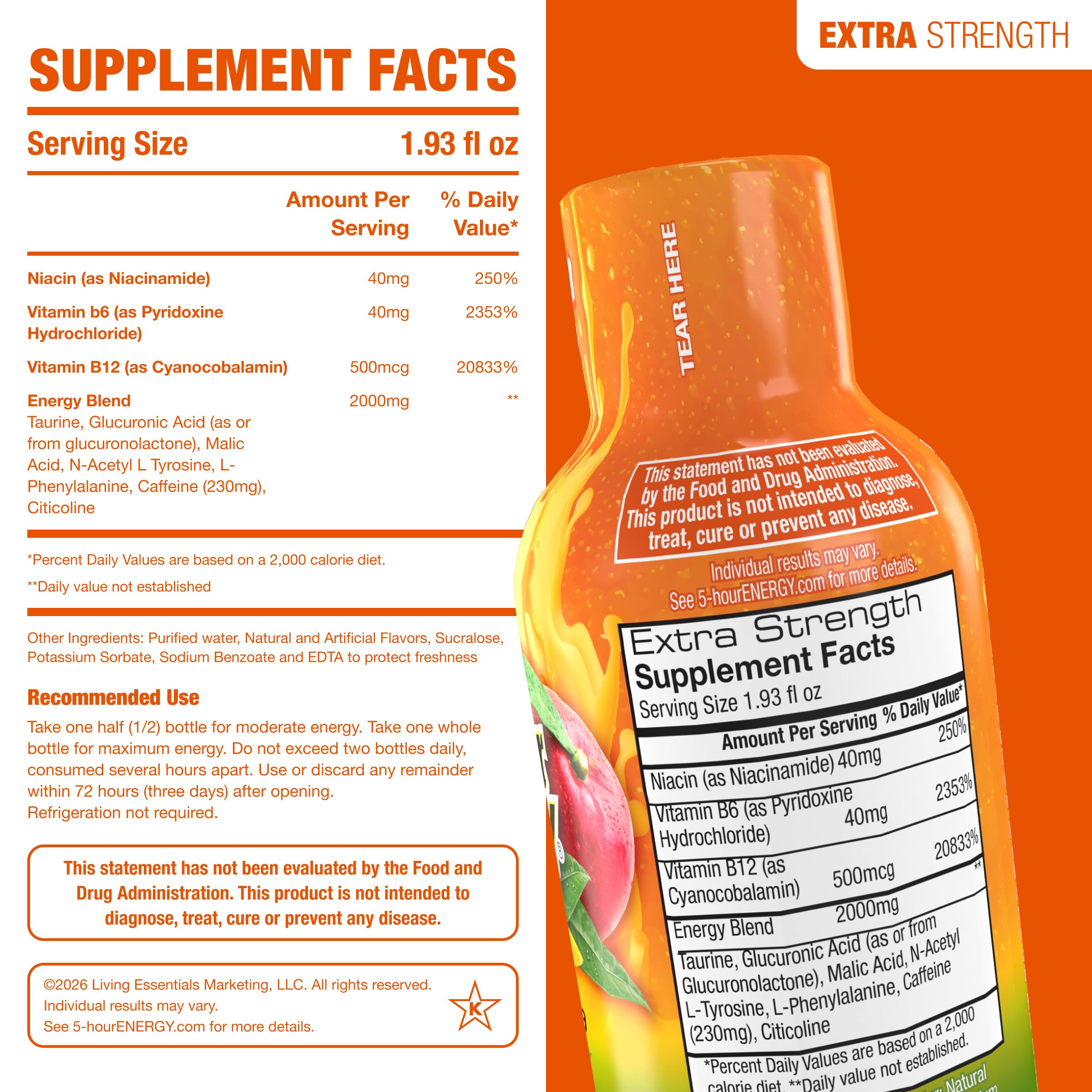 5-hour ENERGY shot en mano ilustra tamaño pequeño y facilidad de uso