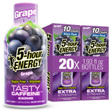 5-hour ENERGY vista frontal del shot uva, beneficio energía rápida