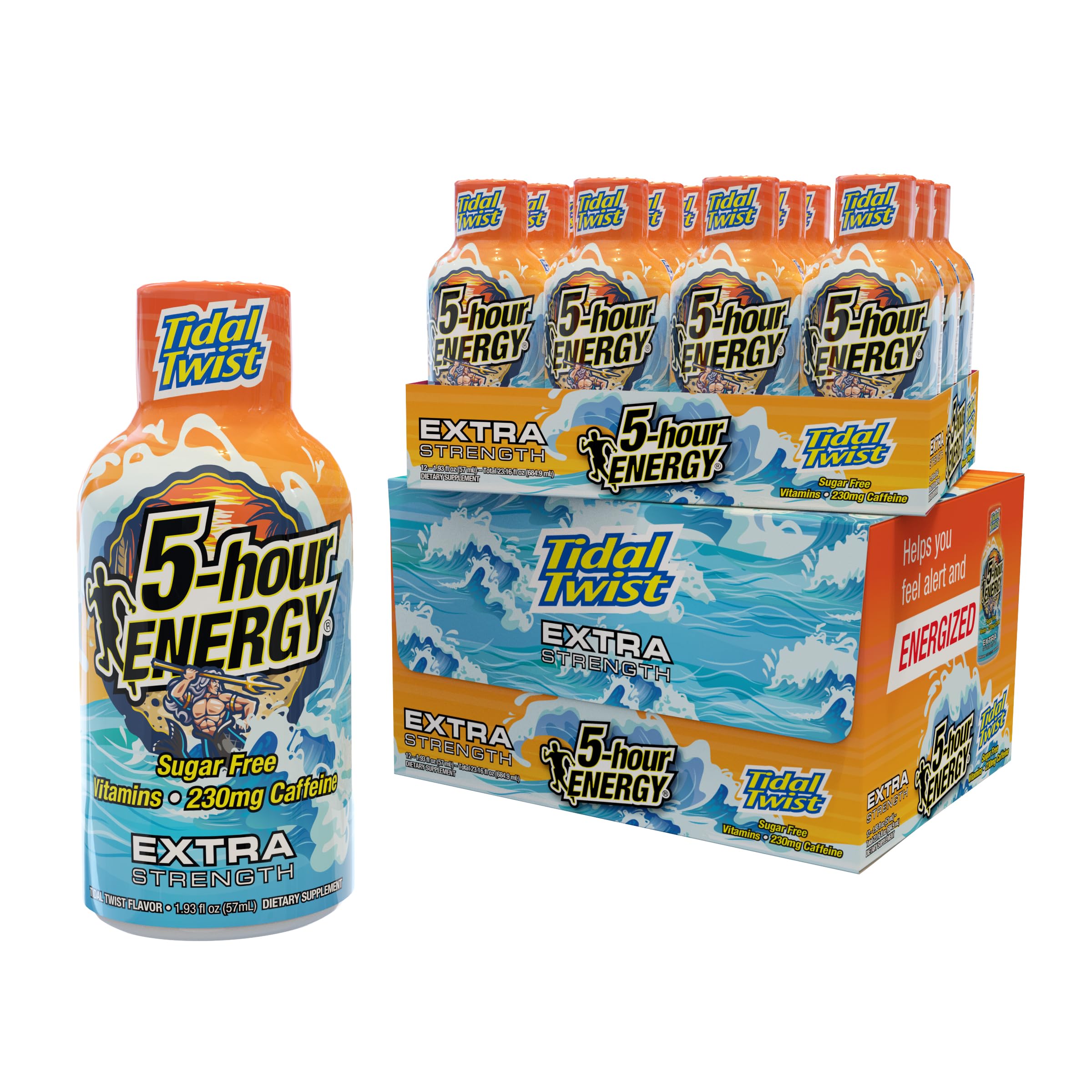 5-hour ENERGY frontal del envase mostrando diseño y beneficio energizante